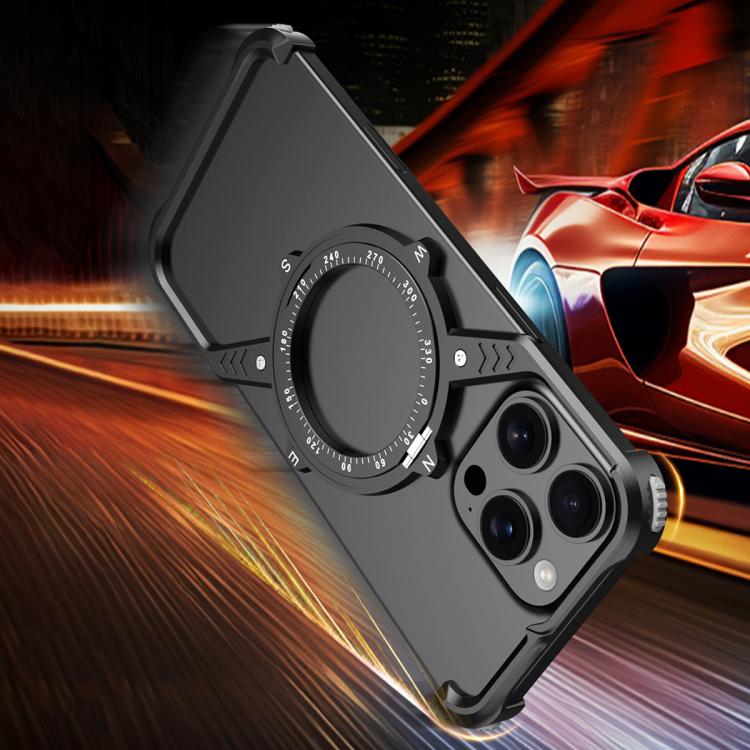 For iPhone 13 Pro S Shaped 360 Holder Airbag Frameless MagSafe Metal Phone Case(Black) - iPhone 13 Pro Cases by buy2fix | Online Shopping UK | buy2fix