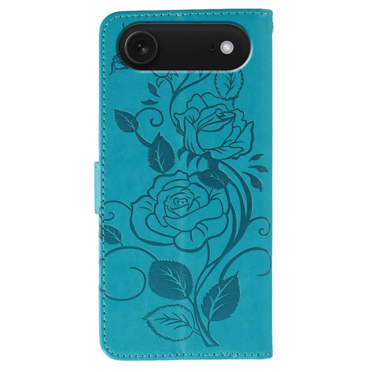 For iPhone Air Rose Butterfly Embossed Leather Phone Case(Blue) - iPhone Air Cases by buy2fix | Online Shopping UK | buy2fix
