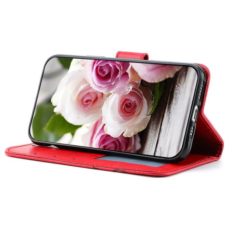 For iPhone Air Rose Butterfly Embossed Leather Phone Case(Red) - iPhone Air Cases by buy2fix | Online Shopping UK | buy2fix