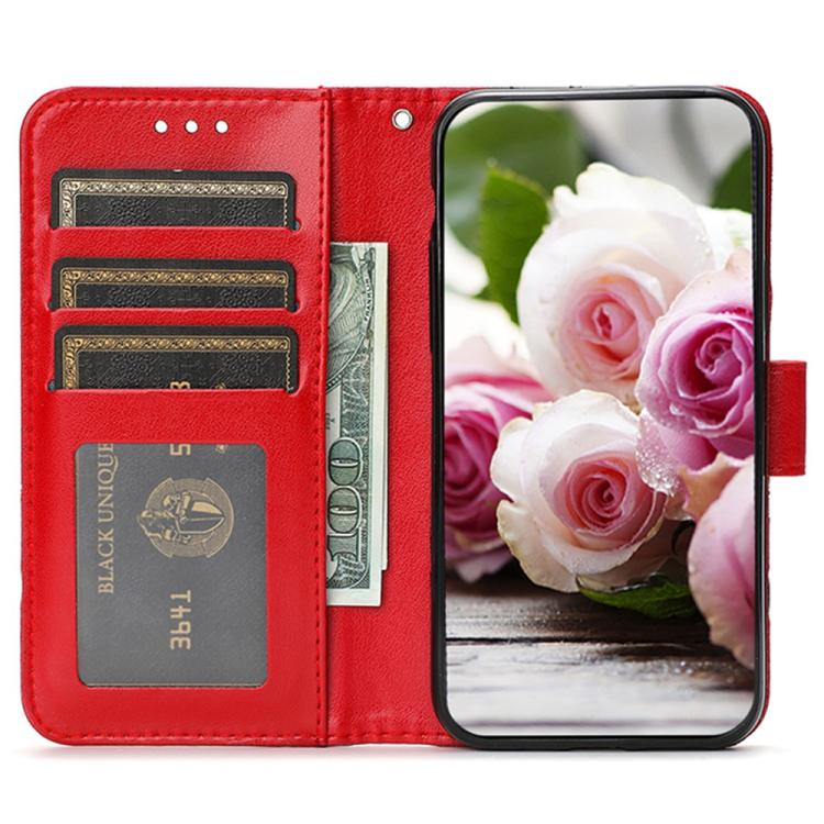For Google Pixel 10 Pro XL Rose Butterfly Embossed Leather Phone Case(Red) - Google Cases by buy2fix | Online Shopping UK | buy2fix