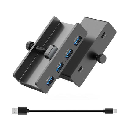 HCL-4A-Pro Aluminum Alloy 4-port USB3.0 Clamp Hub(Black) - USB 3.0 HUB by buy2fix | Online Shopping UK | buy2fix
