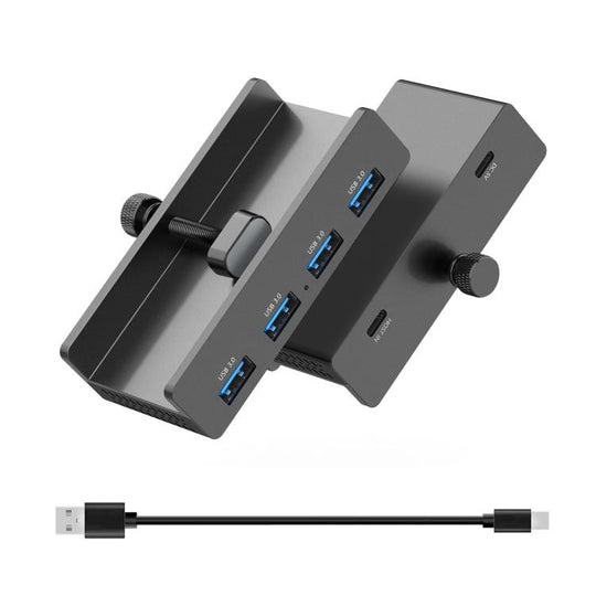HCL-4A-Pro Aluminum Alloy 4-port USB3.0 Clamp Hub(Black)