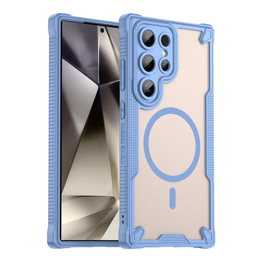For Samsung Galaxy S24 Ultra 5G Armor Glaze MagSafe Magnetic Phone Case(Blue)