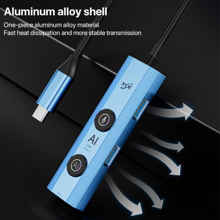 YCE V295 5 in 1 USB-C / Type-C HUB Adapter AI Docking Station(Blue) - USB HUB by buy2fix | Online Shopping UK | buy2fix