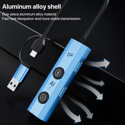 YCE V295B 5 in 1 USB3.0 / Type-C HUB Adapter AI Docking Station(Blue) - USB 3.0 HUB by buy2fix | Online Shopping UK | buy2fix