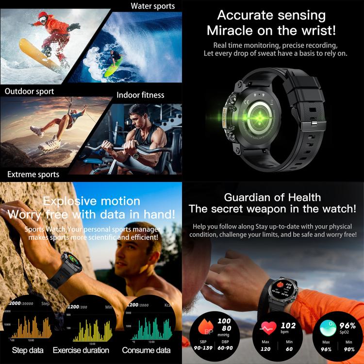 AK61 BT Call Smart Watch, Support Blood Pressure / Heart Rate / Sports Health Monitoring Fitness Tracker(Black Silicone) - Smart Watches by buy2fix | Online Shopping UK | buy2fix