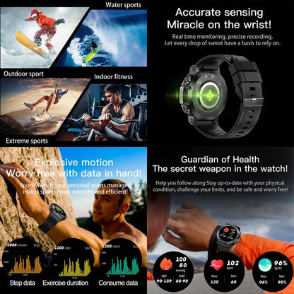 AK61 BT Call Smart Watch, Support Blood Pressure / Heart Rate / Sports Health Monitoring Fitness Tracker(Black Silicone) - Smart Watches by buy2fix | Online Shopping UK | buy2fix