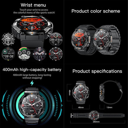 AK61 BT Call Smart Watch, Support Blood Pressure / Heart Rate / Sports Health Monitoring Fitness Tracker(Black Steel) - Smart Watches by buy2fix | Online Shopping UK | buy2fix