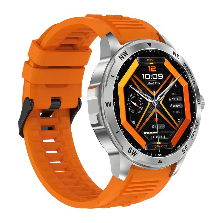 AK77 BT Call Smart Watch, Support Blood Oxygen / Blood Pressure / Heart Rate / Sports Health Monitoring Fitness Tracker(Orange Silicone) - Smart Watches by buy2fix | Online Shopping UK | buy2fix