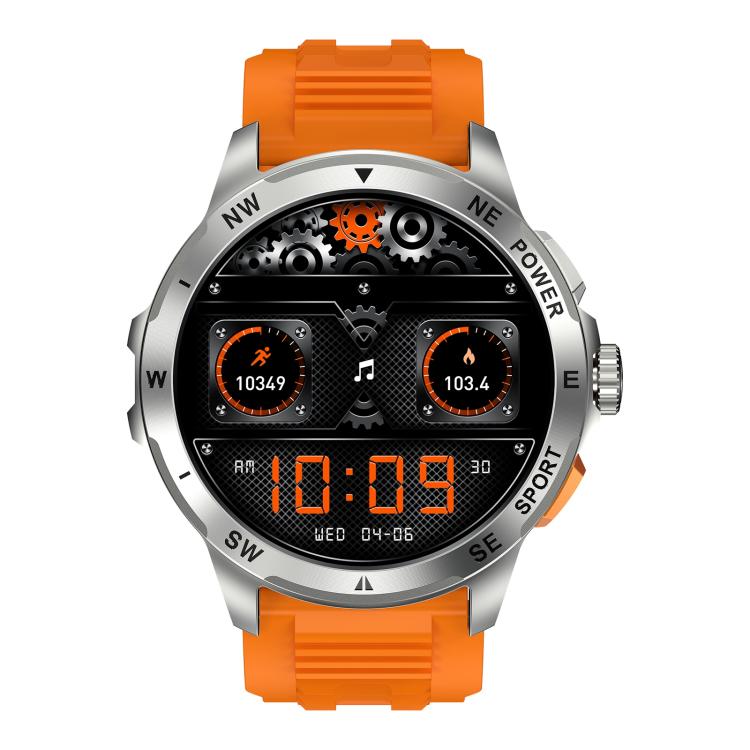 AK77 BT Call Smart Watch, Support Blood Oxygen / Blood Pressure / Heart Rate / Sports Health Monitoring Fitness Tracker(Orange Silicone) - Smart Watches by buy2fix | Online Shopping UK | buy2fix