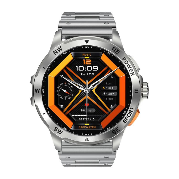 AK77 BT Call Smart Watch, Support Blood Oxygen / Blood Pressure / Heart Rate / Sports Health Monitoring Fitness Tracker(Silver Steel) - Smart Watches by buy2fix | Online Shopping UK | buy2fix