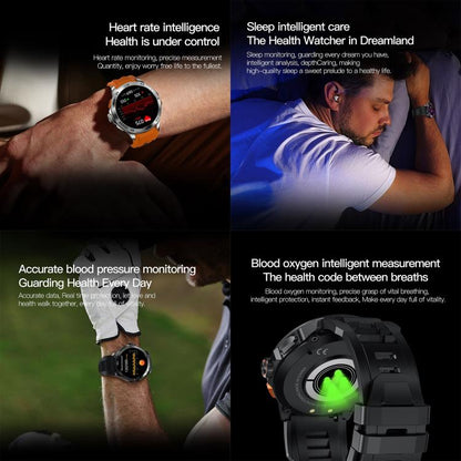 AK77 BT Call Smart Watch, Support Blood Oxygen / Blood Pressure / Heart Rate / Sports Health Monitoring Fitness Tracker(Black Steel) - Smart Watches by buy2fix | Online Shopping UK | buy2fix