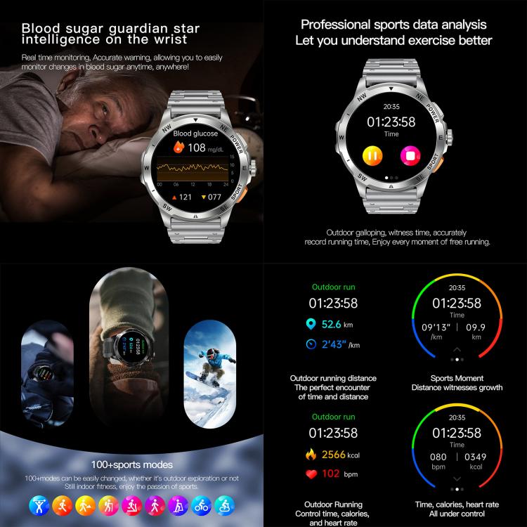 AK77 BT Call Smart Watch, Support Blood Oxygen / Blood Pressure / Heart Rate / Sports Health Monitoring Fitness Tracker(Black Silicone) - Smart Watches by buy2fix | Online Shopping UK | buy2fix