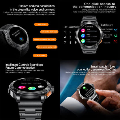 AK77 BT Call Smart Watch, Support Blood Oxygen / Blood Pressure / Heart Rate / Sports Health Monitoring Fitness Tracker(Black Steel) - Smart Watches by buy2fix | Online Shopping UK | buy2fix