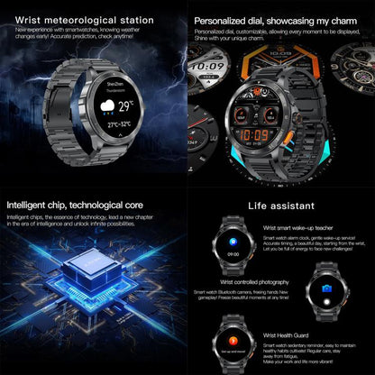 AK77 BT Call Smart Watch, Support Blood Oxygen / Blood Pressure / Heart Rate / Sports Health Monitoring Fitness Tracker(Black Silicone) - Smart Watches by buy2fix | Online Shopping UK | buy2fix