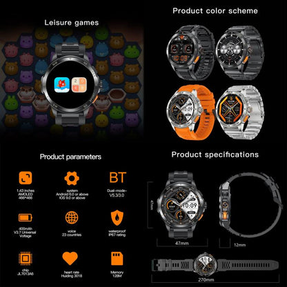 AK77 BT Call Smart Watch, Support Blood Oxygen / Blood Pressure / Heart Rate / Sports Health Monitoring Fitness Tracker(Black Silicone) - Smart Watches by buy2fix | Online Shopping UK | buy2fix