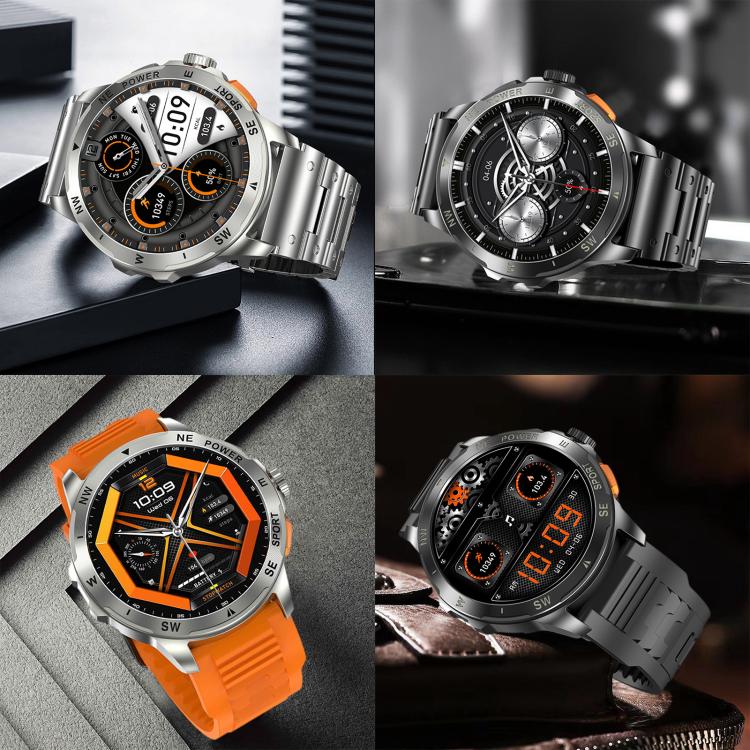 AK77 BT Call Smart Watch, Support Blood Oxygen / Blood Pressure / Heart Rate / Sports Health Monitoring Fitness Tracker(Orange Silicone) - Smart Watches by buy2fix | Online Shopping UK | buy2fix