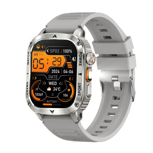 AK80 BT Call Smart Watch, Support Blood Oxygen / Blood Pressure / Heart Rate / Sports Health Monitoring Fitness Tracker(Grey Silicone) - Smart Watches by buy2fix | Online Shopping UK | buy2fix