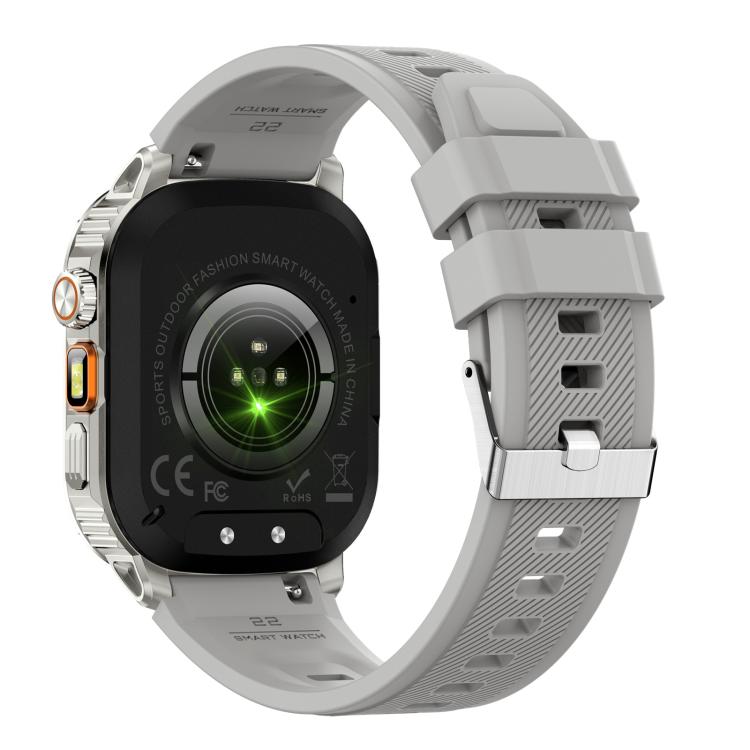 AK80 BT Call Smart Watch, Support Blood Oxygen / Blood Pressure / Heart Rate / Sports Health Monitoring Fitness Tracker(Grey Silicone) - Smart Watches by buy2fix | Online Shopping UK | buy2fix