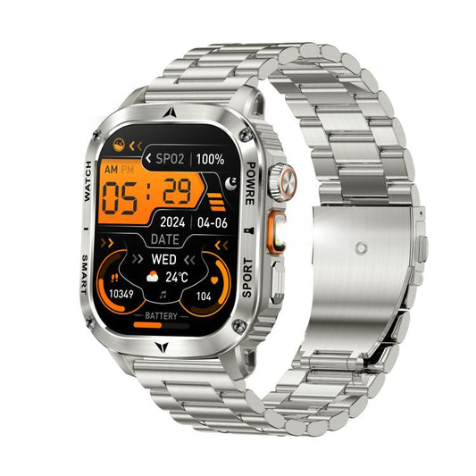 AK80 BT Call Smart Watch, Support Blood Oxygen / Blood Pressure / Heart Rate / Sports Health Monitoring Fitness Tracker(Silver 3-Bead Steel) - Smart Watches by buy2fix | Online Shopping UK | buy2fix