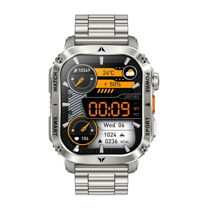 AK80 BT Call Smart Watch, Support Blood Oxygen / Blood Pressure / Heart Rate / Sports Health Monitoring Fitness Tracker(Silver 3-Bead Steel) - Smart Watches by buy2fix | Online Shopping UK | buy2fix