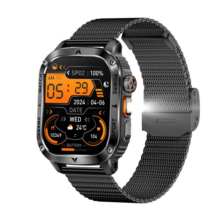 AK80 BT Call Smart Watch, Support Blood Oxygen / Blood Pressure / Heart Rate / Sports Health Monitoring Fitness Tracker(Black Mesh Steel) - Smart Watches by buy2fix | Online Shopping UK | buy2fix