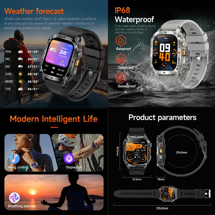 AK80 BT Call Smart Watch, Support Blood Oxygen / Blood Pressure / Heart Rate / Sports Health Monitoring Fitness Tracker(Black Mesh Steel) - Smart Watches by buy2fix | Online Shopping UK | buy2fix