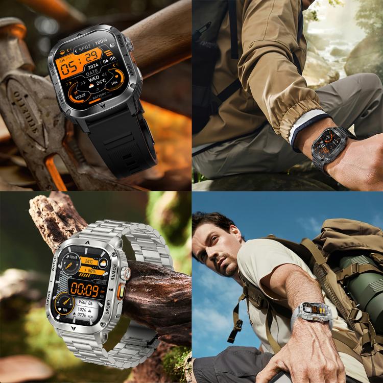 AK80 BT Call Smart Watch, Support Blood Oxygen / Blood Pressure / Heart Rate / Sports Health Monitoring Fitness Tracker(Black Silicone) - Smart Watches by buy2fix | Online Shopping UK | buy2fix