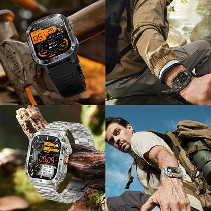 AK80 BT Call Smart Watch, Support Blood Oxygen / Blood Pressure / Heart Rate / Sports Health Monitoring Fitness Tracker(Grey Silicone) - Smart Watches by buy2fix | Online Shopping UK | buy2fix