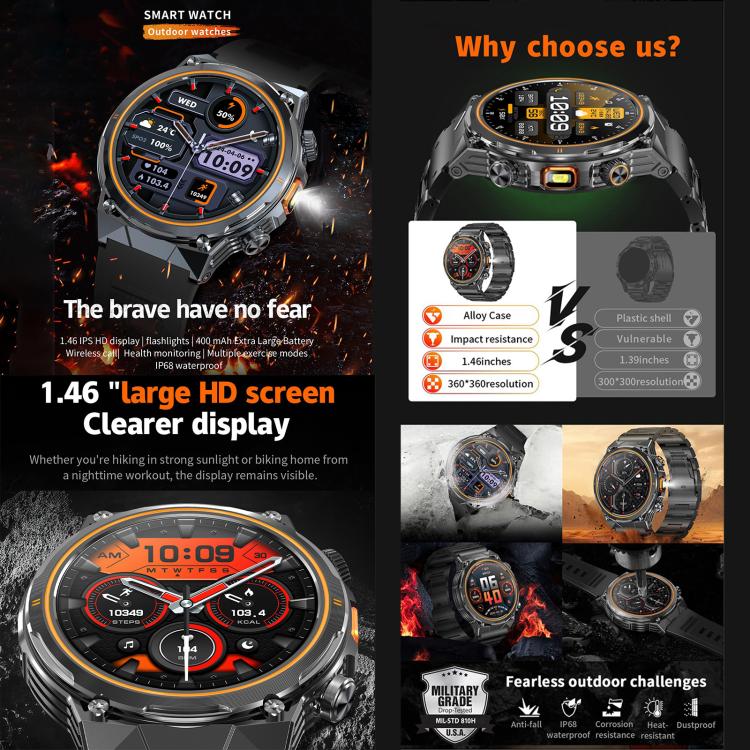 AK81 BT Call Smart Watch, Support Blood Pressure / Heart Rate / Sports Health Monitoring Fitness Tracker(Black Silicone) - Smart Watches by buy2fix | Online Shopping UK | buy2fix