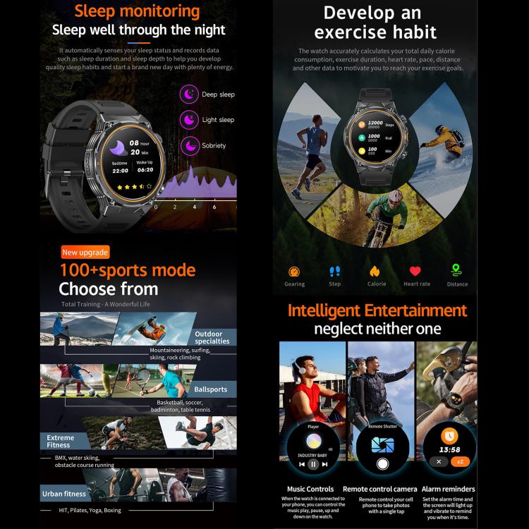 AK81 BT Call Smart Watch, Support Blood Pressure / Heart Rate / Sports Health Monitoring Fitness Tracker(Black Steel) - Smart Watches by buy2fix | Online Shopping UK | buy2fix