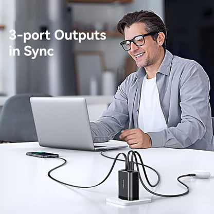 USAMS CC299 65W Fast Charger With Retractable USB-C / Type-C Cable, EU Plug(White) - USB Charger by USAMS | Online Shopping UK | buy2fix