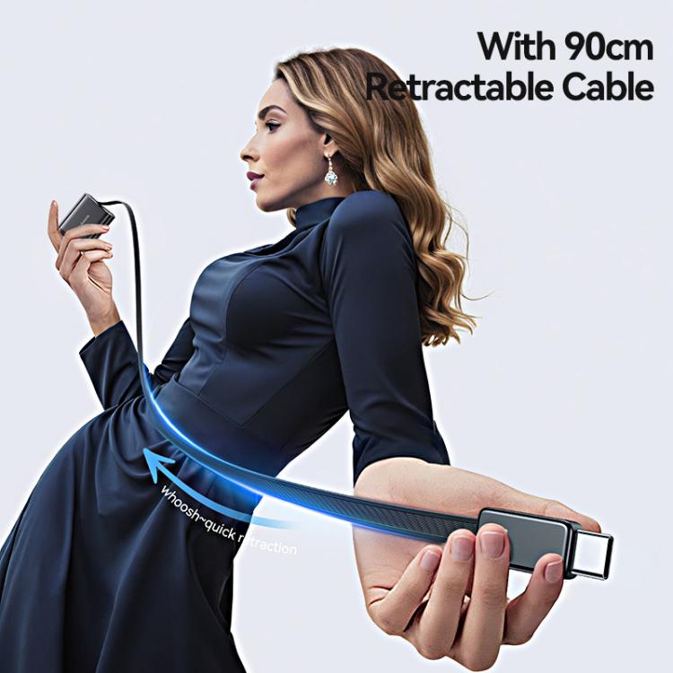 USAMS CC300 65W Fast Charger With Retractable USB-C / Type-C Cable, US Plug(White) - USB Charger by USAMS | Online Shopping UK | buy2fix