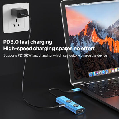 YCE V297 7 in 1 USB-C / Type-C HUB Adapter AI Docking Station Support 4K Output(Blue) - USB HUB by buy2fix | Online Shopping UK | buy2fix