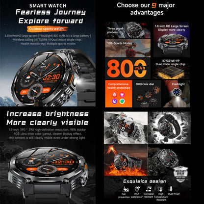 AK82 BT Call Smart Watch, Support Blood Oxygen / Blood Pressure / Heart Rate / Sports Health Monitoring Fitness Tracker(Silver Steel) - Smart Watches by buy2fix | Online Shopping UK | buy2fix