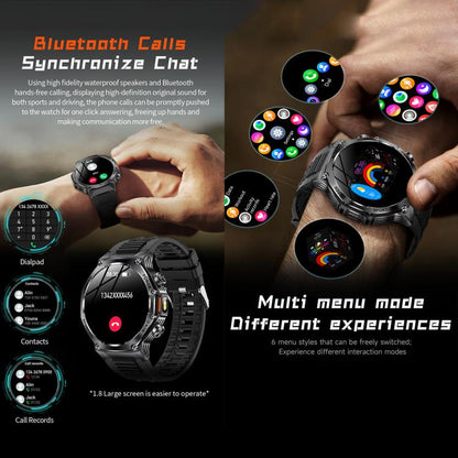 AK82 BT Call Smart Watch, Support Blood Oxygen / Blood Pressure / Heart Rate / Sports Health Monitoring Fitness Tracker(Space Gray  Steel) - Smart Watches by buy2fix | Online Shopping UK | buy2fix