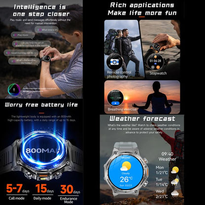 AK82 BT Call Smart Watch, Support Blood Oxygen / Blood Pressure / Heart Rate / Sports Health Monitoring Fitness Tracker(Silver Grey Silicone) - Smart Watches by buy2fix | Online Shopping UK | buy2fix