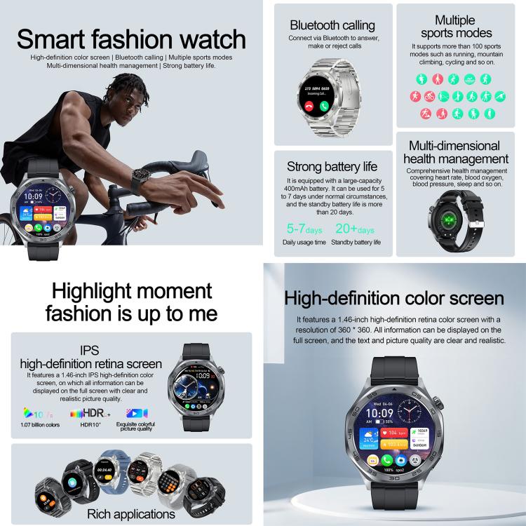 AK83 BT Call Smart Watch, Support Blood Pressure / Heart Rate / Sports Health Monitoring Fitness Tracker(Black Braid Silicone) - Smart Watches by buy2fix | Online Shopping UK | buy2fix