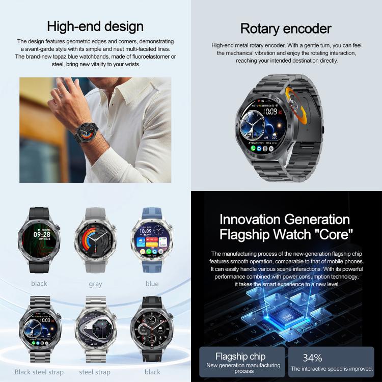 AK83 BT Call Smart Watch, Support Blood Pressure / Heart Rate / Sports Health Monitoring Fitness Tracker(Black Braid Silicone) - Smart Watches by buy2fix | Online Shopping UK | buy2fix