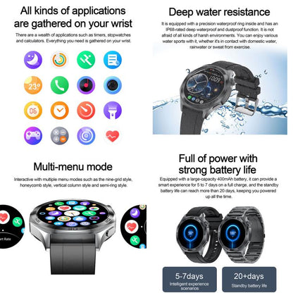 AK83 BT Call Smart Watch, Support Blood Pressure / Heart Rate / Sports Health Monitoring Fitness Tracker(Steel Grey Silicone) - Smart Watches by buy2fix | Online Shopping UK | buy2fix