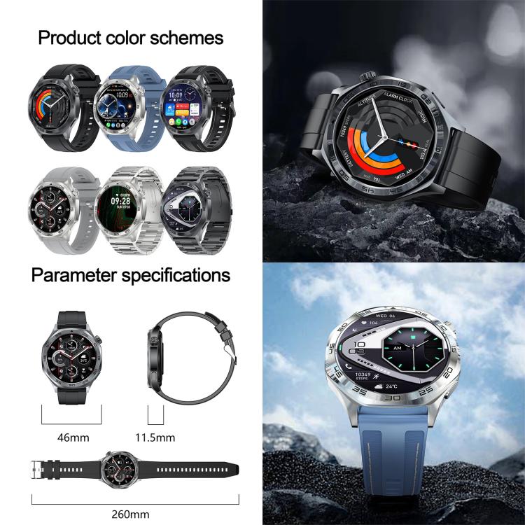 AK83 BT Call Smart Watch, Support Blood Pressure / Heart Rate / Sports Health Monitoring Fitness Tracker(Black 3-Bead Steel) - Smart Watches by buy2fix | Online Shopping UK | buy2fix