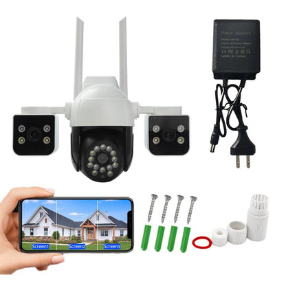 QX155 6MP Triple Camera WiFi Version Supports Humanoid Detection(UK Plug) - Wireless Camera by buy2fix | Online Shopping UK | buy2fix