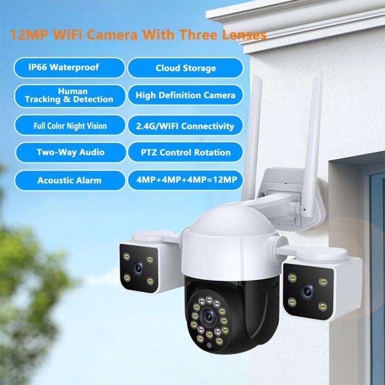QX155 6MP Triple Camera WiFi Version Supports Humanoid Detection(UK Plug) - Wireless Camera by buy2fix | Online Shopping UK | buy2fix