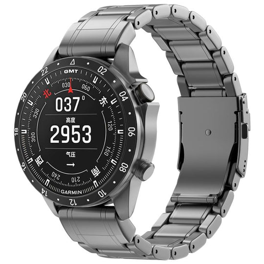 For Gamin 22mm Safety Buckle Pure Titanium Metal Watch Band(Grey)