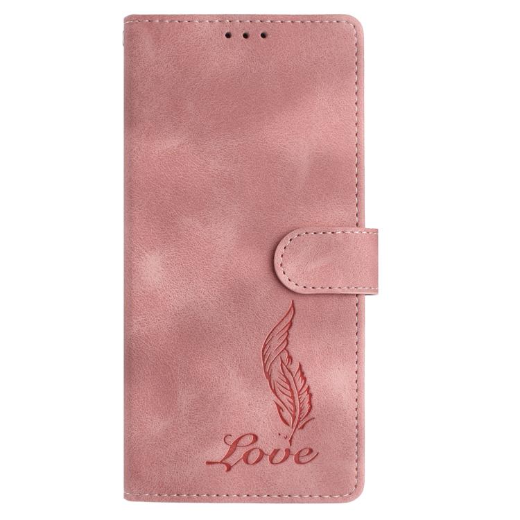 For Google Pixel 10 Pro Skin Feel Embossed Feather Leather Phone Case(Pink) - Google Cases by buy2fix | Online Shopping UK | buy2fix