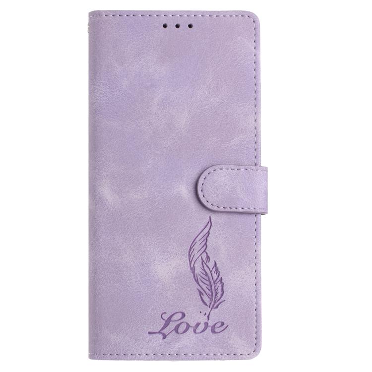 For Google Pixel 10 Pro Skin Feel Embossed Feather Leather Phone Case(Purple) - Google Cases by buy2fix | Online Shopping UK | buy2fix