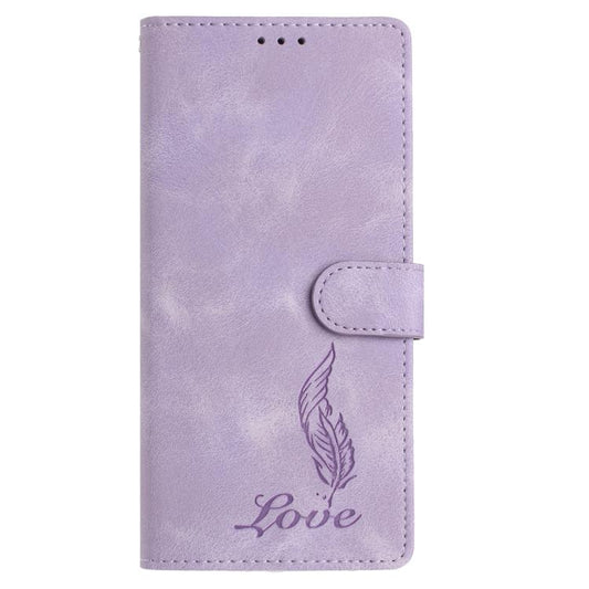 For Google Pixel 10 Pro Skin Feel Embossed Feather Leather Phone Case(Purple) - Google Cases by buy2fix | Online Shopping UK | buy2fix