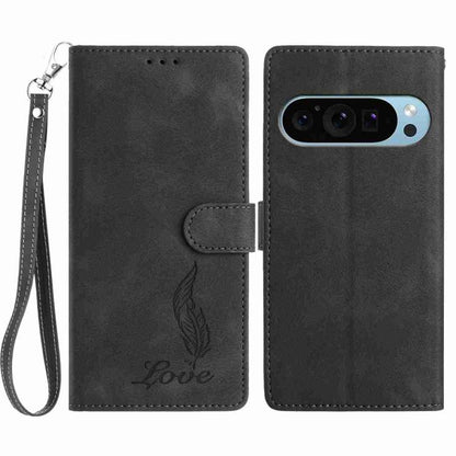 For Google Pixel 10 Pro Skin Feel Embossed Feather Leather Phone Case(Black) - Google Cases by buy2fix | Online Shopping UK | buy2fix