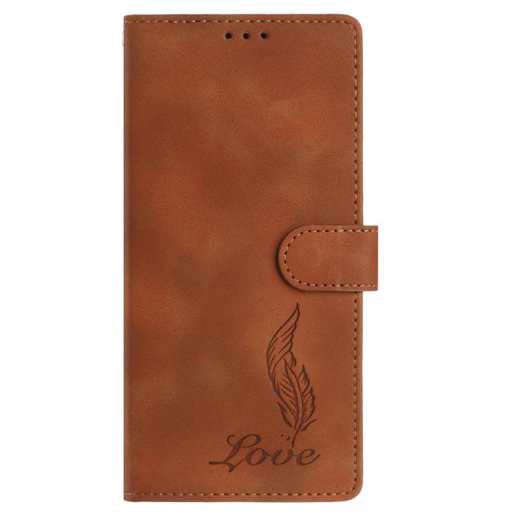 For Google Pixel 10 Pro Skin Feel Embossed Feather Leather Phone Case(Brown) - Google Cases by buy2fix | Online Shopping UK | buy2fix