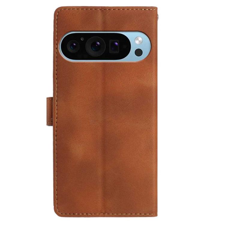 For Google Pixel 10 Pro Skin Feel Embossed Feather Leather Phone Case(Brown) - Google Cases by buy2fix | Online Shopping UK | buy2fix
